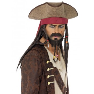 Piráti - Klobouk Pirátský s vlasy a šátkem