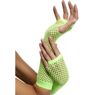 Karnevalové doplňky - Síťované rukavice neon zelené bez prstů