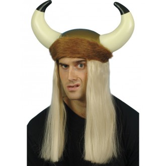 Klobouky-čepice-čelenky - Helma Viking + dlouhé blond vlasy