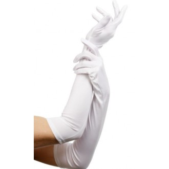 Karnevalové doplňky - Látkové rukavice bílé 52 cm