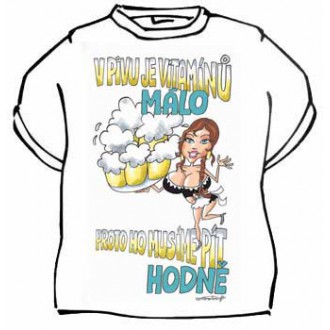 Vtipné trička / cedulky-certifikáty - Tričko V pivu je vitamínů málo