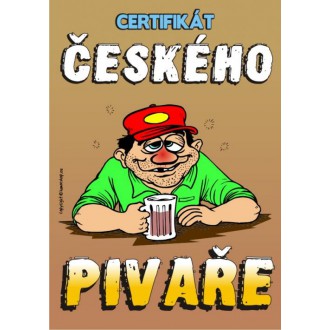 Vtipné trička / cedulky-certifikáty - Certifikát českého pivaře