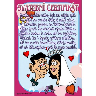 Karnevalové doplňky - Certifikát Svatební certifikát