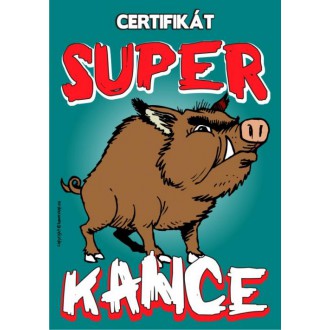 Vtipné trička / cedulky-certifikáty - Certifikát super kance