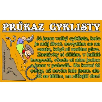 Vtipné trička / cedulky-certifikáty - Průkaz Průkaz cyklisty