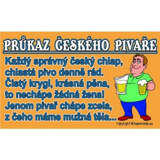 Vtipné trička / cedulky-certifikáty - Průkaz Průkaz českého pivaře