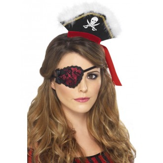 Piráti - Pirátská záslepka červená s černou krajkou