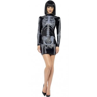Kostýmy - Dámský kostým Kostlivka šaty 3D
