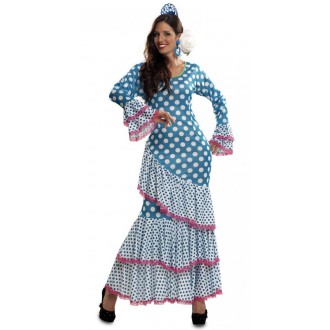 Kostýmy - Dámský kostým Tanečnice flamenga modrá