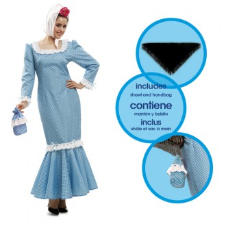 Kostýmy - Dámský kostým Madridská žena modrá