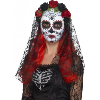 Halloween,Horor - Maska Lebka se závojem Day of the dead