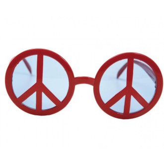 Hippie - Brýle Peace symbol červené