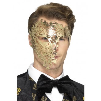Masky - Škraboška Fantom zlatá kovová