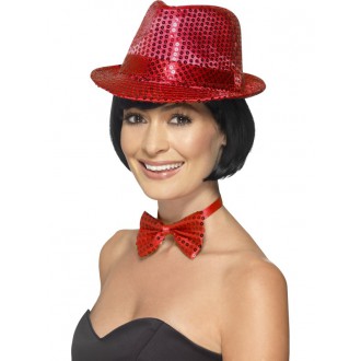 Klobouky-čepice-čelenky - Flitrový klobouk červený I